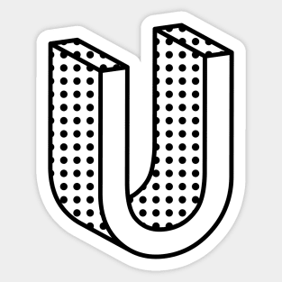 3D Ben Day Dot Isometric Letter U Sticker